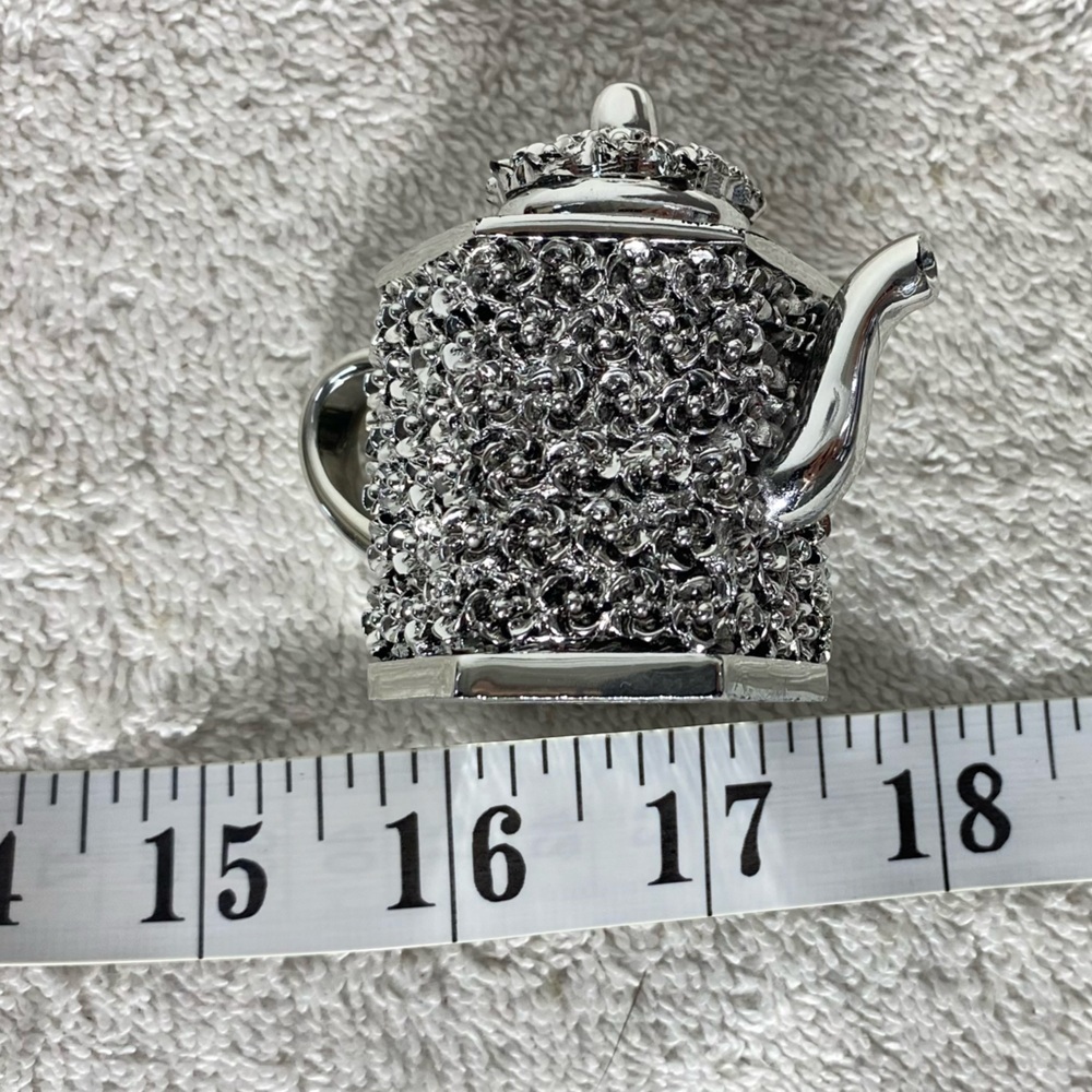 5/$35 Moda Argenti Silver Coated Decorative Hexagonal Teapot - Picture 3 of 12